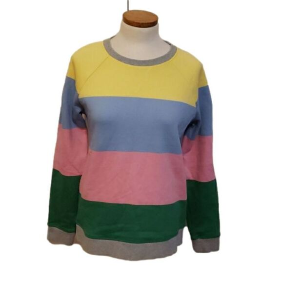 Boden Printed Cotton Sweatshirt Pale Lemon,‎ Formica Pink Size Small NWT - Picture 1 of 4